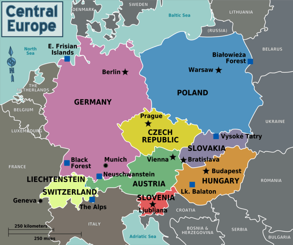 bản đồ Ba Lan - Trung tâm châu âu - Central Europe map