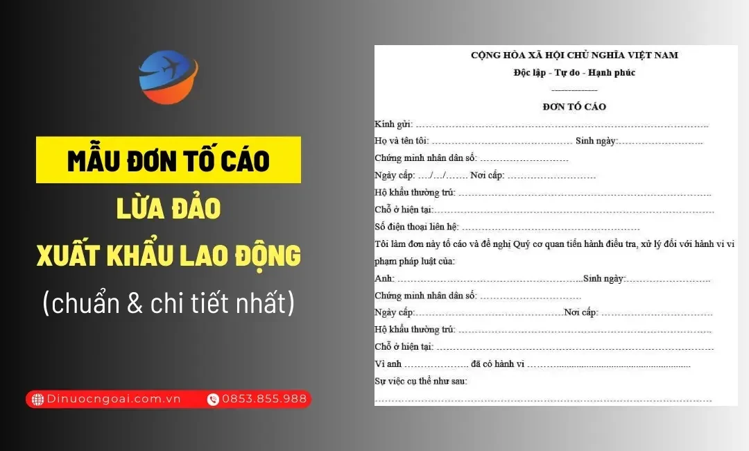 Mẫu đơn tố cáo lừa đảo xuất khẩu lao động chi tiết chuẩn pháp lý nhất