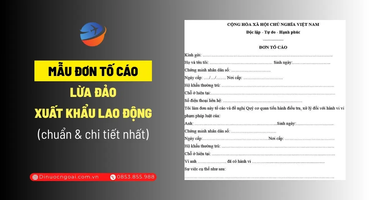 Mẫu đơn tố cáo lừa đảo xuất khẩu lao động chuẩn chi tiết nhất