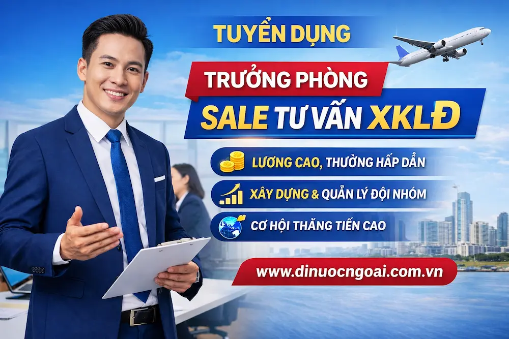 Tuyển Trưởng Phòng Sale Tư Vấn XKLĐ Lương Cao, Cơ Hội Phát Triển Rõ Ràng
