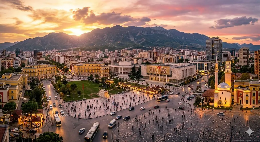 Quảng trường Skanderbeg ở Tirana albania