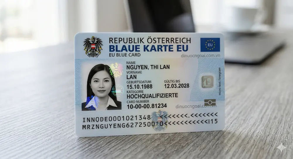Hình ảnh Thẻ Xanh EU của áo (Blaue Karte EU card Austria) Dành riêng cho lao động trình độ cao, được trả mức lương rất cao so với mặt bằng chung