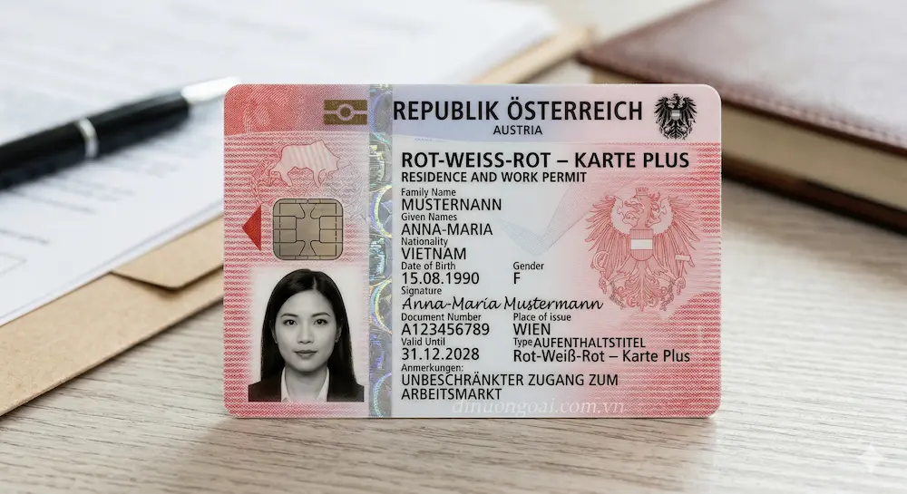Hình ảnh Thẻ cư trú Đỏ-Trắng-Đỏ Plus của áo (Rot-Weiß-Rot – Karte Plus card austria)