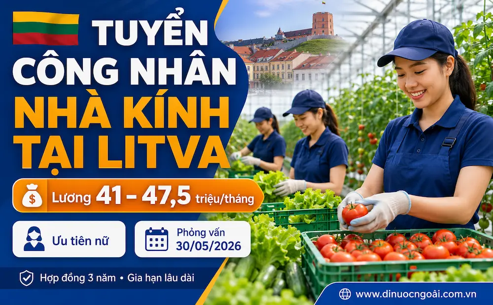 Tuyển công nhân nhà kính tại Litva lương đến 47 triệu/tháng – Xuất cảnh nhanh 2026