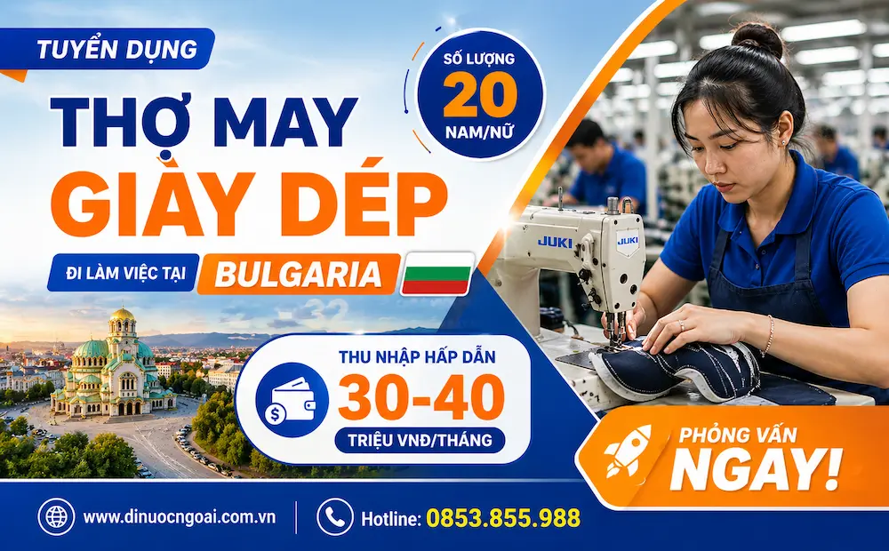 tuyển thợ may giày dép đi làm việc tại bulgaria