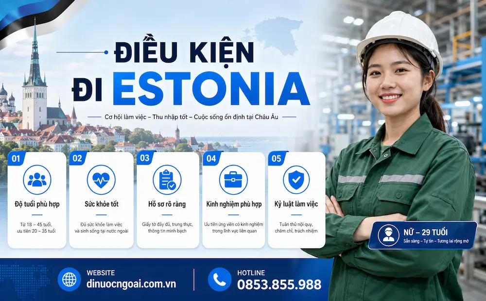 Tìm hiểu Xuất khẩu lao động Estonia từ A-Z: Điều kiện, lương, chi phí, visa và cơ hội cho lao động Việt Nam 6 dieu kien xuat khau lao dong estonia - xkld estonia uy tin