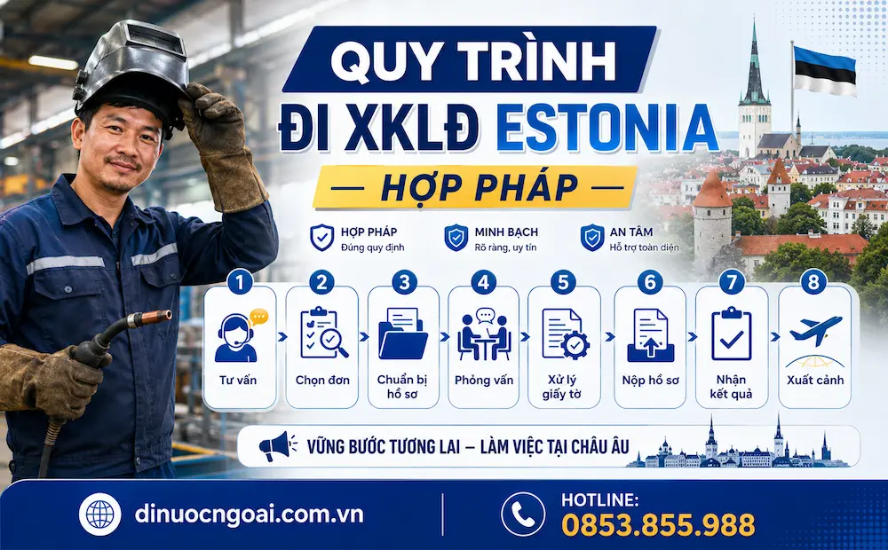 Tìm hiểu Xuất khẩu lao động Estonia từ A-Z: Điều kiện, lương, chi phí, visa và cơ hội cho lao động Việt Nam 10 quy trinh xuat khau lao dong estonia - xkld estonia uy tin