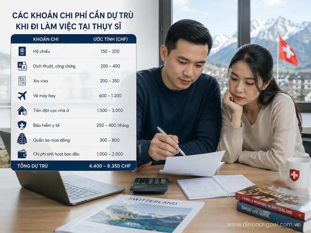 Xuất khẩu lao động Thụy Sĩ từ A-Z: công việc, lương, điều kiện, chi phí và cách chọn công ty XKLĐ Thụy Sĩ uy tín 19 chi phi can du tru khi di lam viec tai thuy si