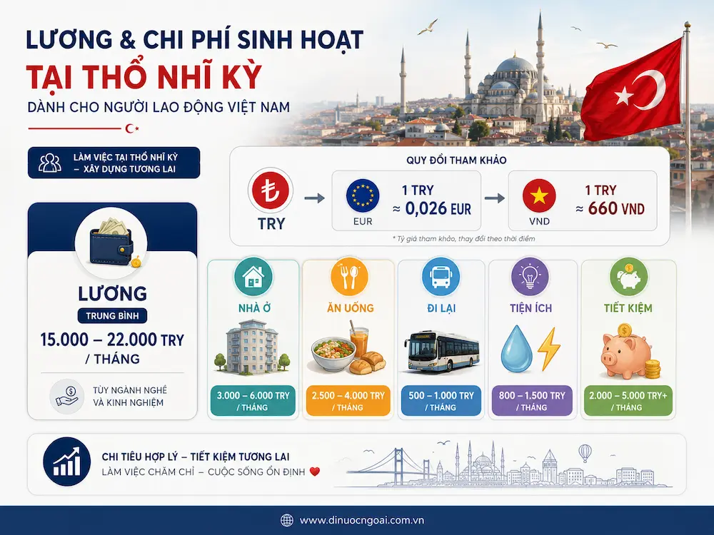 lương xuất khẩu lao động Thổ Nhĩ Kỳ
