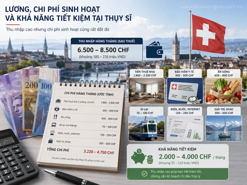 Xuất khẩu lao động Thụy Sĩ từ A-Z: công việc, lương, điều kiện, chi phí và cách chọn công ty XKLĐ Thụy Sĩ uy tín 15 luong va chi phi sinh hoat va kha nang tiet kiem tai thuy si