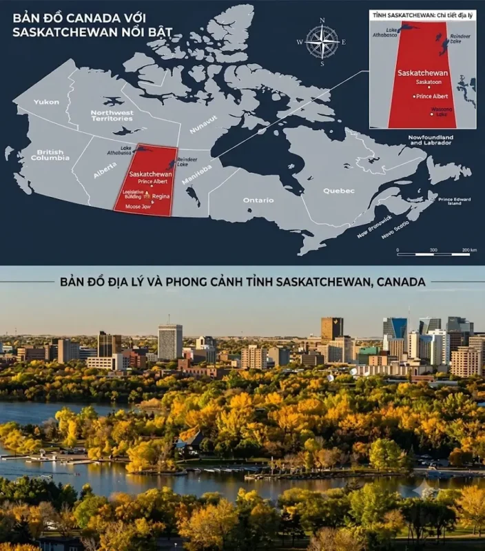Xuất Khẩu Lao Động Canada: Đột Phá Lớn Từ Lễ Ký Kết Hợp Tác Với Bang Saskatchewan 1 bản đồ địa lý và phong cảnh bang saskatchewan canada